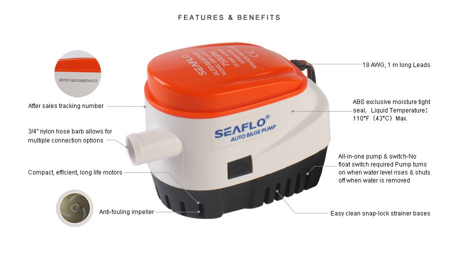 Seaflo 12v Automatic Bilge Pump 750GPH